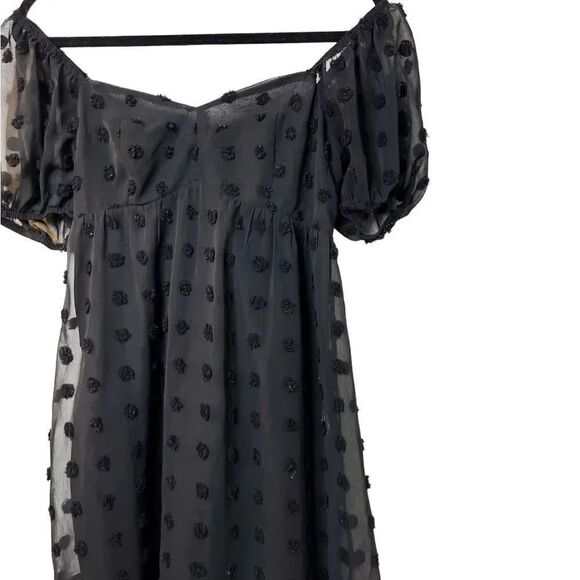 Belongsci Dotted Sweetheart Neckline Mini Dress Black Size Small - Picture 6 of 7